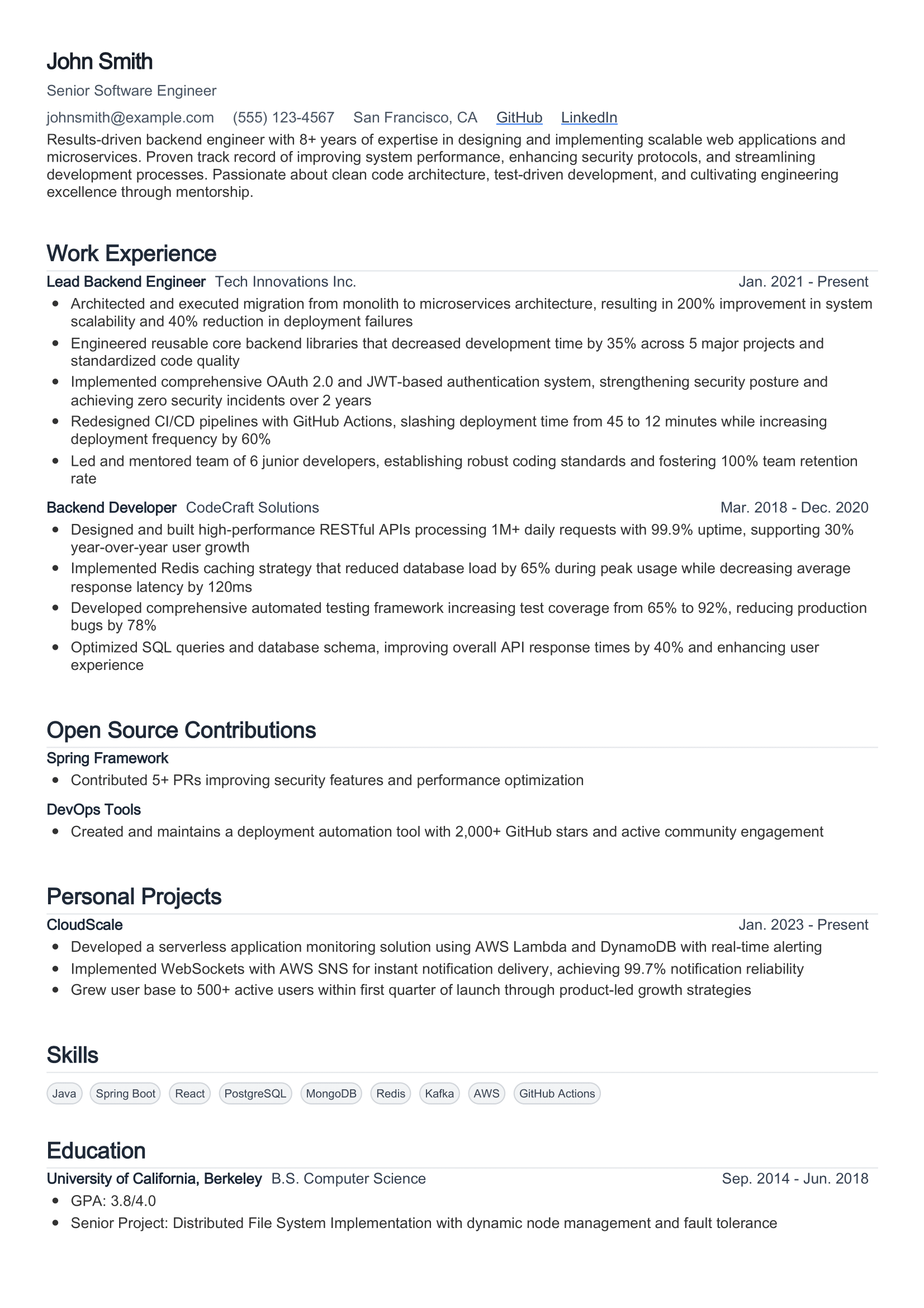 Professional PDF Resume Example